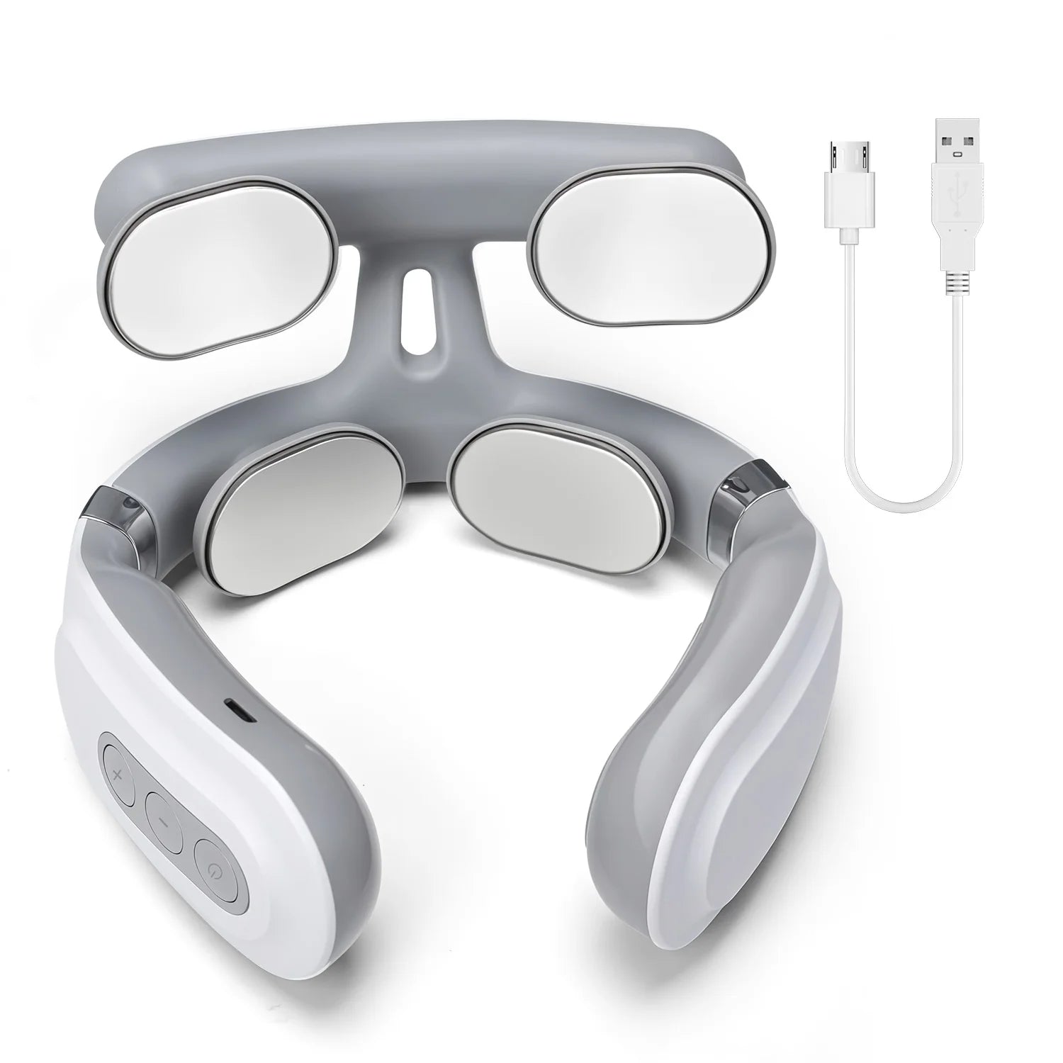 Smart Neck and Shoulder Massager-4 Massager Pads,6 Modes and 16 Levels,Portable Cordless USB Charging Gift for Men & Women